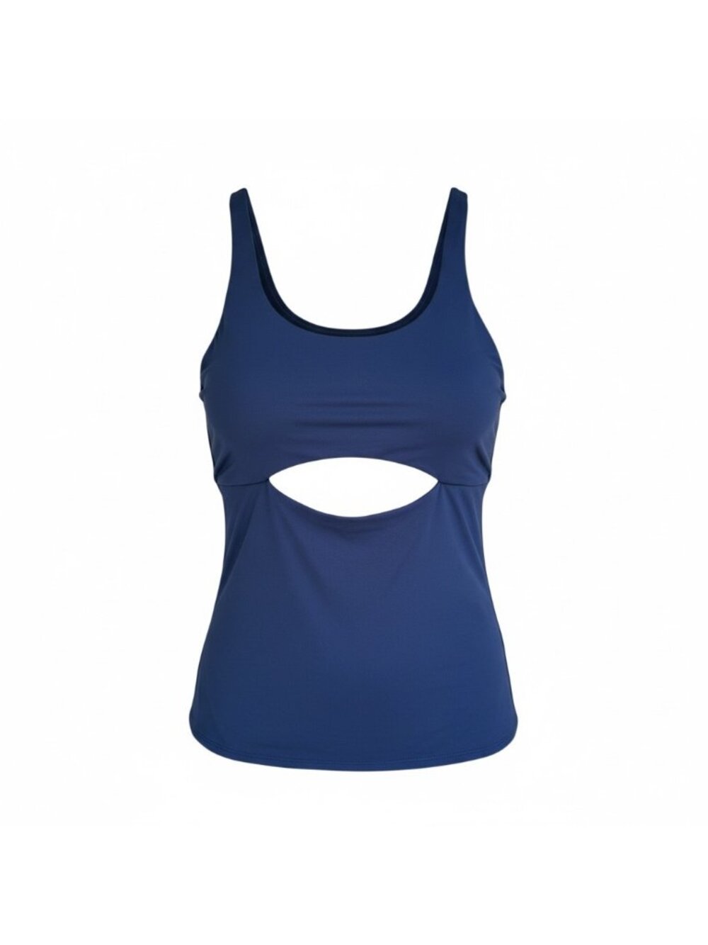 Athleta Mod Block Cutout Tankini Top Dress Blue Sporty Minimalist Size Large